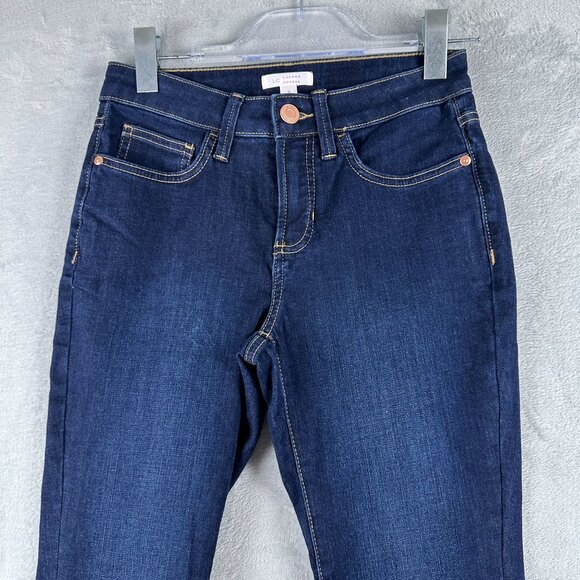 LC Lauren Conrad Mid Rise Skinny Jeans Womens Size 2 Dark Wash Blue - Picture 3 of 12